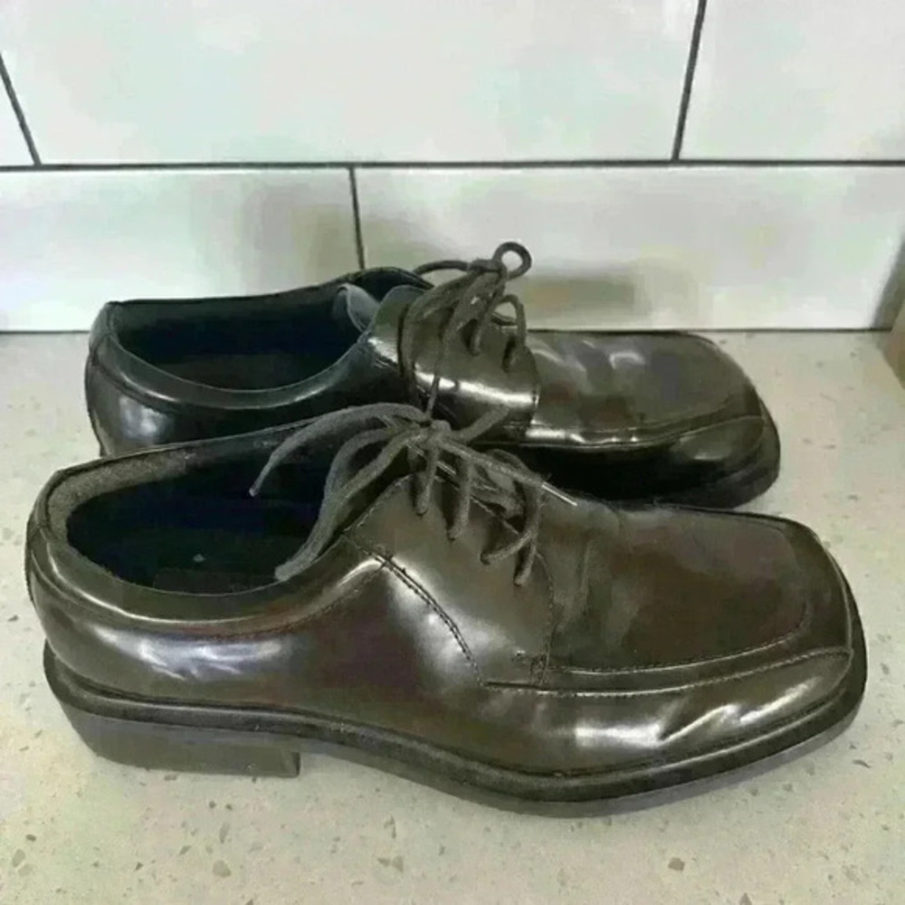 Kenneth Cole‎ Reaction Brown Leather Square Toe Oxford Shoes Men Size 9